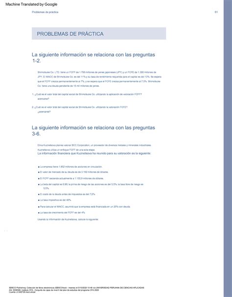 Equity Valuation Lecturas Obligatorias Lectura Y Escritura An