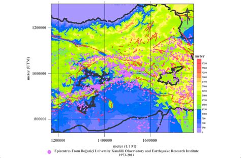 The earthquake epicenter distributions map of study region. | Download High-Quality Scientific ...