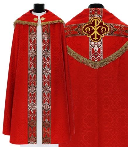 Red Gothic Cope With Stole Alpha Omega K C Fpx Vestment Capa