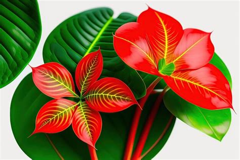 Premium Ai Image Red With Green Veins Caladium Fancy Leaved Tropical