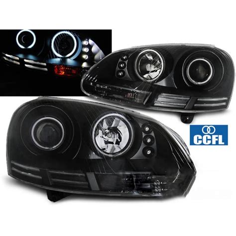 2x Phares Angel Eyes Noirs VW Golf 5 03 09