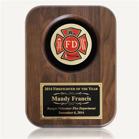 9 X 12 Genuine Walnut Fire Department Disc Plaque Engraving Awards