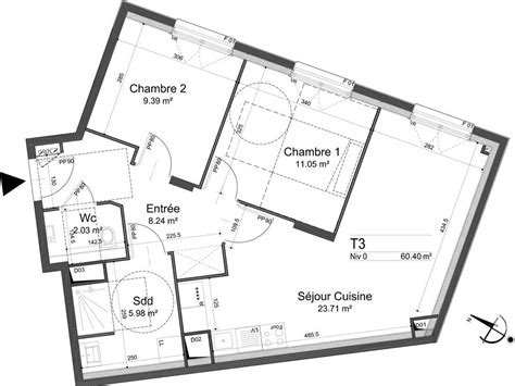 Plan Appartement T De M Neuf R Sidence Prisme Bezons