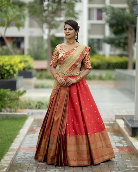 Wedding Day Pattu Half Saree Designs For South Indian Brides