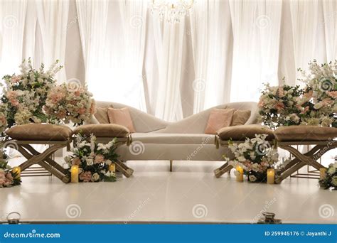 Stage Decoration with Lovely Flowers Stock Photo - Image of flowers, management: 259945176