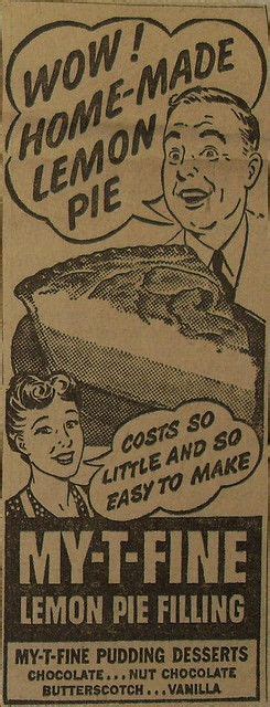 1946 My T Fine Lemon Pie Filling Vintage Advertisement Illustration 1940s Lemon Pie Lemon Pie