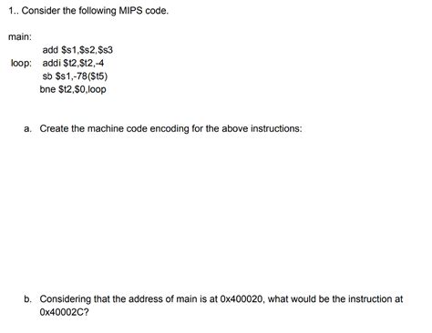 Solved Consider The Following Mips Code Main Add S Chegg