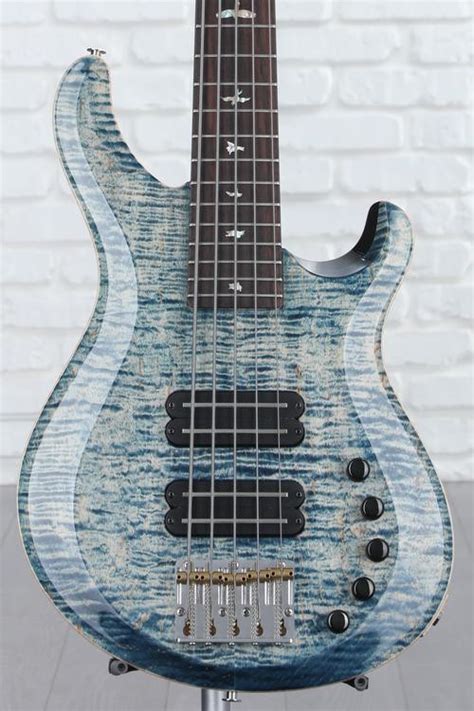 Prs Grainger 5 String Bass Guitar Faded Whale Blue 10 Top With