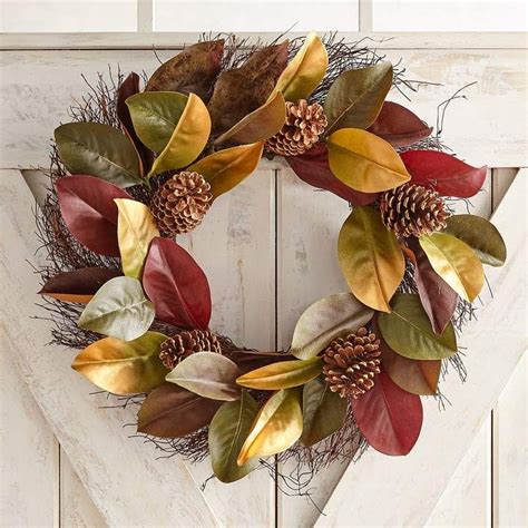 Pier 1 Imports Fall Faux Magnolia Leaves 22 Wreath Diy Christmas