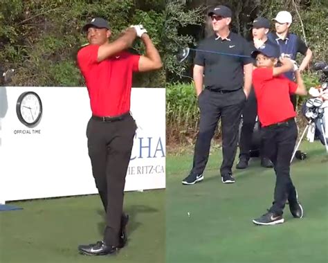 Tiger Woods gets emotional watching video of his son playing golf like him