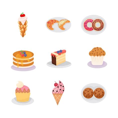 Premium Vector Set Of Bakery Dessert Character