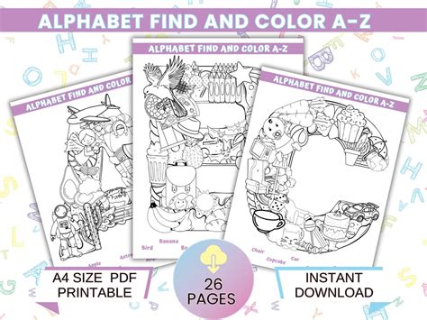 Alphabet Coloring Pages A-Z Coloring Pages Instant Download - Etsy