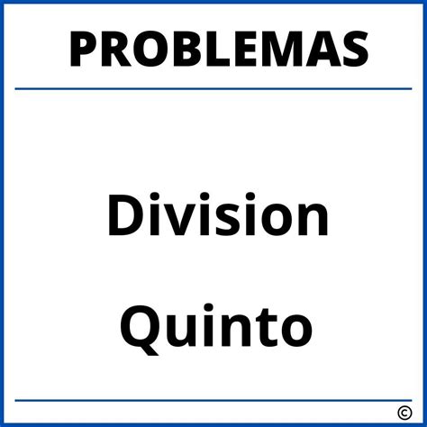 Problemas De Division Para Quinto Grado De Primaria Pdf