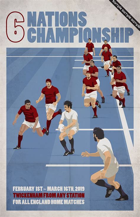 Vintage Transport Poster Pastiche Rugby 2019 Six Nations Etsy