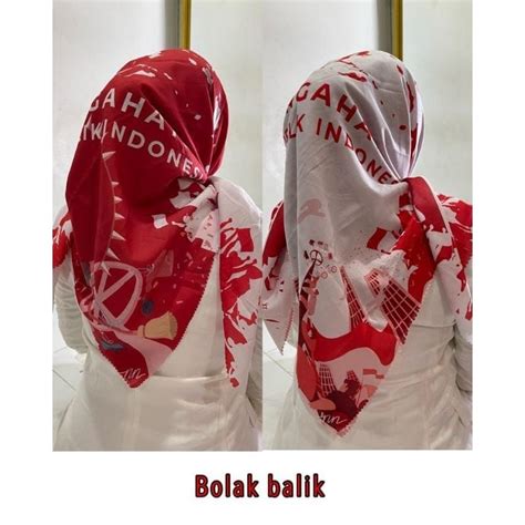 Jual Hijab Segi Empat Voal Motif Kemerdekaan Hijab Agustusan Shopee