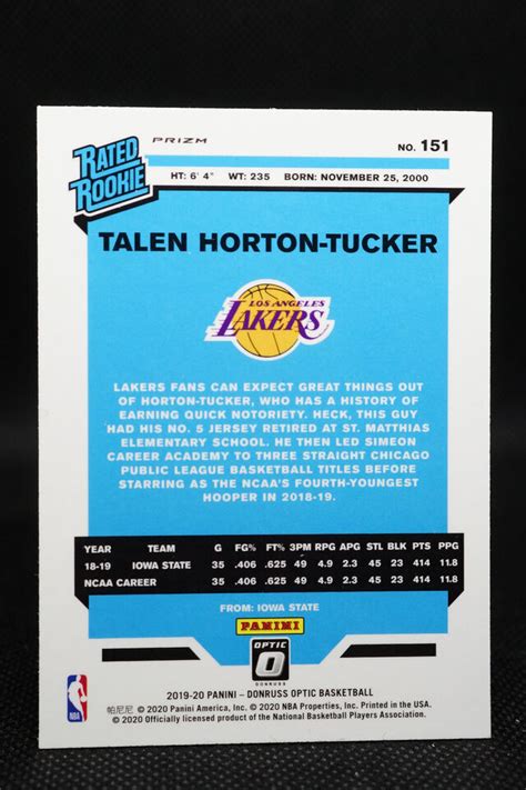 Nba Panini Optic Rated Rookie Fast Break Prizm Talen Horton Tucker