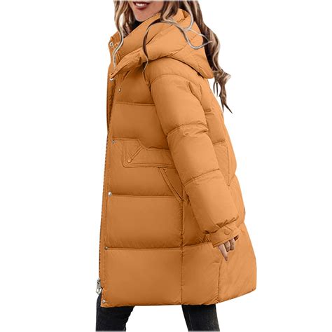 Dptalr Womens Warm Puffer Jacket Loose Color Pocket Zippered Tops Reversible Long Cotton Coat