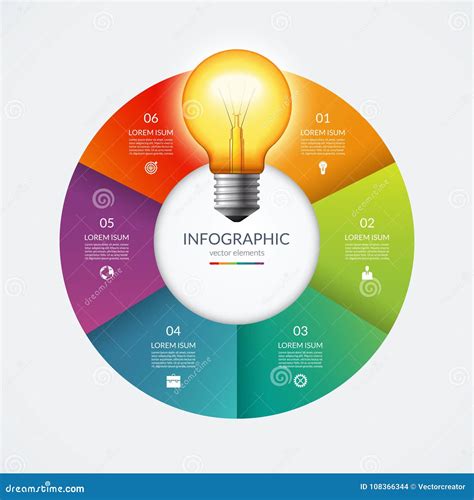 infographic circle  glowing lightbulb creative idea concept