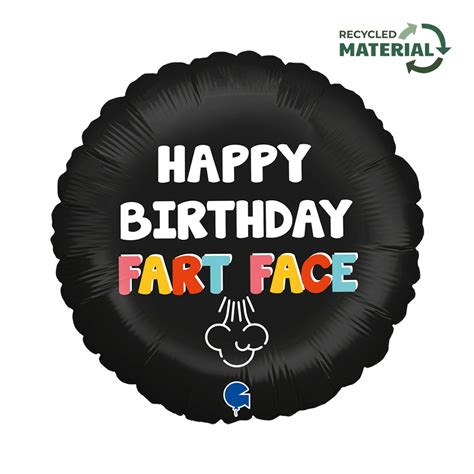 Balloon R18 Happy Birthday Fart Face Black