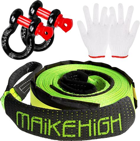 MAIKEHIGH Abschleppseil 5M X 5cm 10 Tonnen 22 000 Lbs Tow Rope Kit