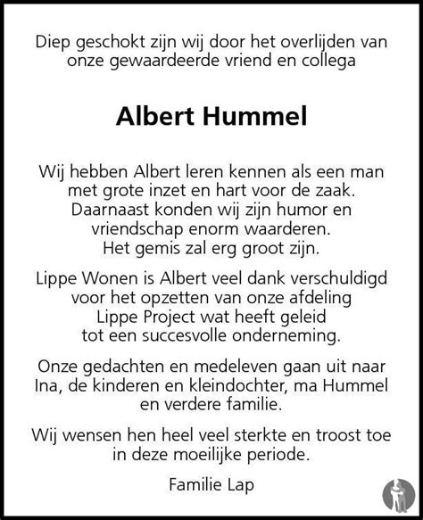 Albert Klaas Hummel 30 11 2010 Overlijdensbericht En Condoleances