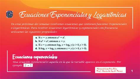 SOLUTION Ecuaciones Exponenciales Y Logaritmicas Studypool