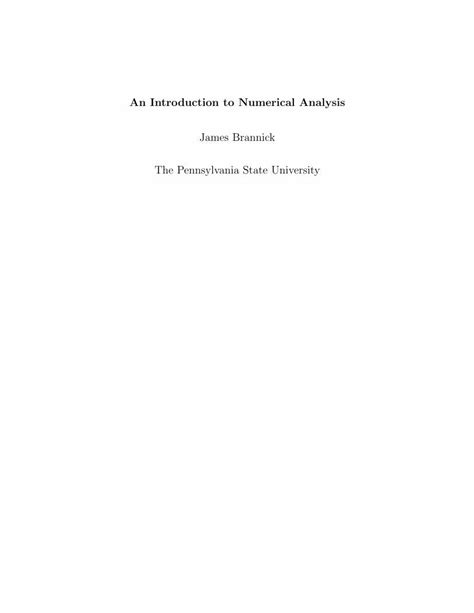 Pdf An Introduction To Numerical Analysis 1 Introduction This Manuscript Provides An