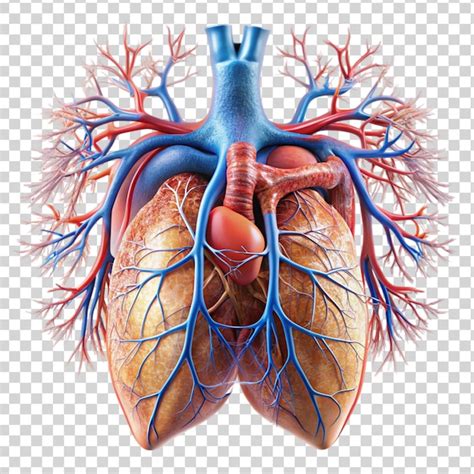 Cœur humain avec des vaisseaux pulmonaires isolés sur un fond