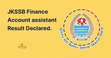 Jkssb Finance Account Assistant Result Declared Jkalerts Jk Updates