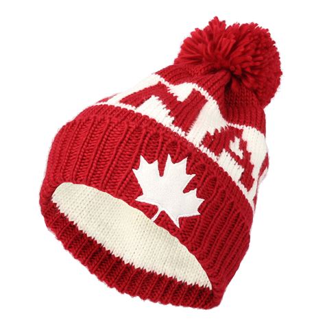 Withmoons Knit Us Canada Flag Union Jack Pom Beanie Hat Jzp0027 Red