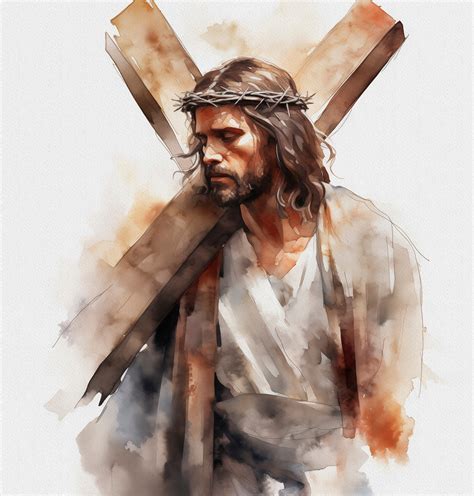 Jesus With Cross Jesus Carrying Cross Christ Cross Watercolor Painting ...