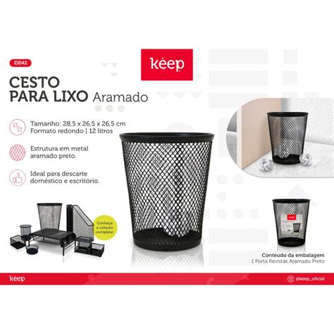 Cesto De Lixo Keep Ei Aramado Preto Litrosrecycle Inform Tica