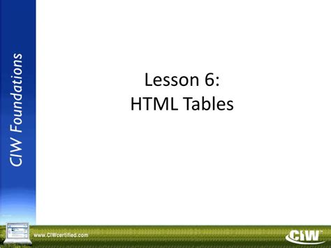 lesson  html tables powerpoint    id