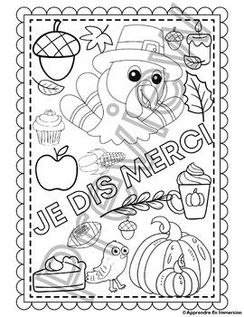 French Thanksgiving Colouring Pages L Action De Gr Ce Tpt