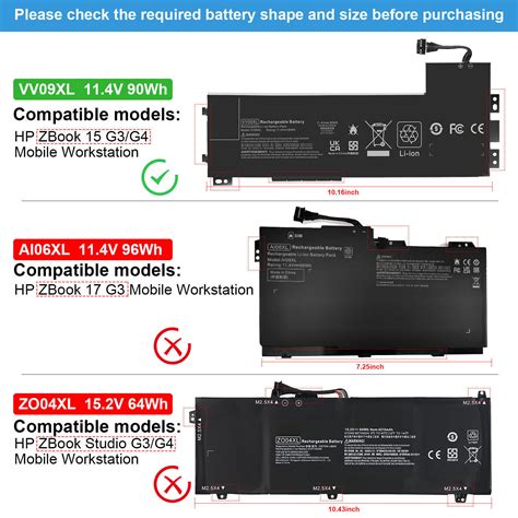 Vv Xl Battery For Hp Zbook G Hstnn Db D Wh