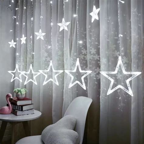 Cascata LED Estrela 8 Funções 2 5 Metros 220v Branco Frio 6500k