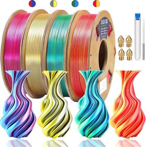 Amazon BUDO Dual Color Silk PLA Filament 1 75mm 250g X 4 Spools