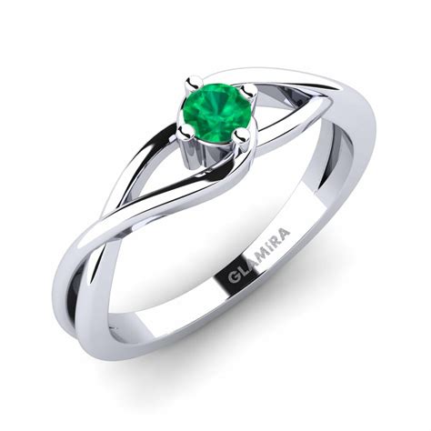 Buy 0 16 Carat Round Cut 9k White Gold Emerald Engagement Ring Joy