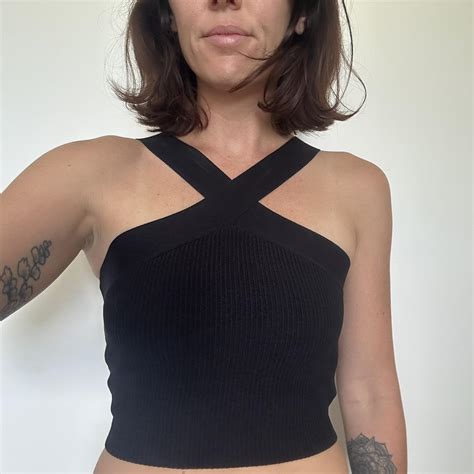 Glassons Black Ribbed Basic Crop Size S 10 Depop