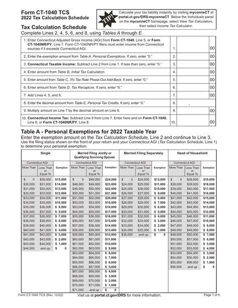 Form Ct 1040 Tcs Download Printable Pdf Or Fill Online Tax Calculation Schedule 2022