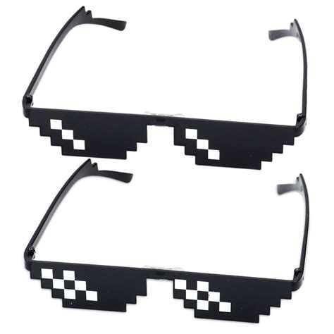 Black Unisex 8 Bit Pixel Deal With It Sunglasses Thug Life Glasses Anime Spoof Adult