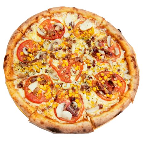 Pizza Siciliana Bacon Champignon Milho Mussarela Oregano Tomate