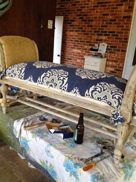 SheShe, The Home Magician: Reupholstering an Empire Bench with Non