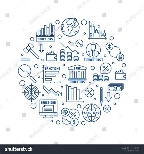 Sanctions Vector Outline Banner Financial Penalties Stock Vector
