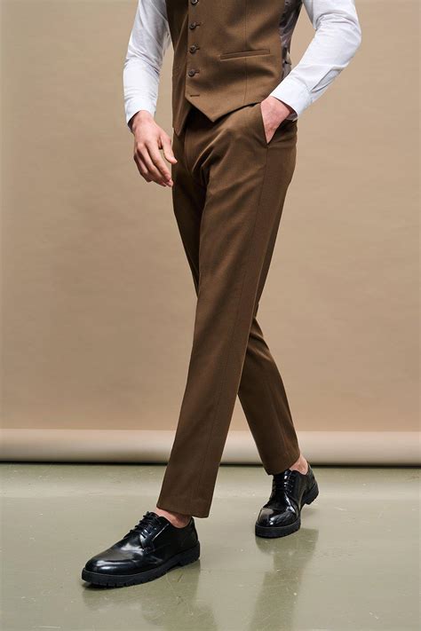 Suits Slim Fit Brown Suit Trousers Burton