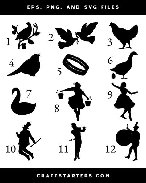 12 Days of Christmas Silhouette Clip Art