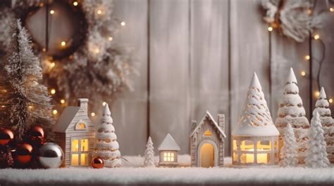 Premium Photo | Miniature snowcovered Christmas village with festive lights