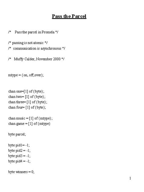 Pass The Parcel Pass The Parcel In Promela