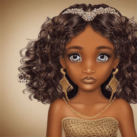 Beautiful Realistic K Dark Brown Skin Disney Princess Vector