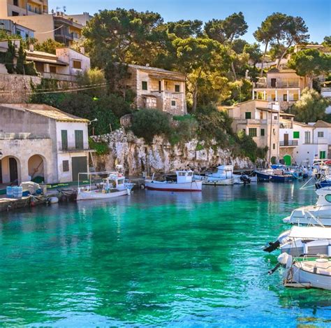 View Of Idyllic Old Fishing Village Harbor Of Cala Figuera Santanyi